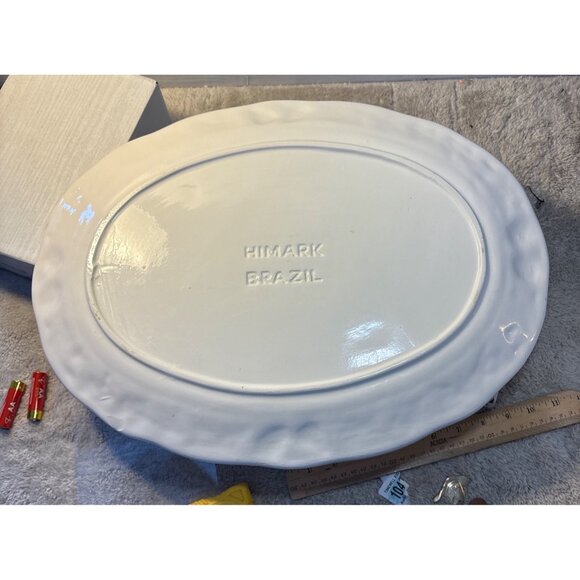 Vintage Himark Turkey Platter Tray White Ceramic Floral Border 19” X 14” Brazil - Picture 6 of 10